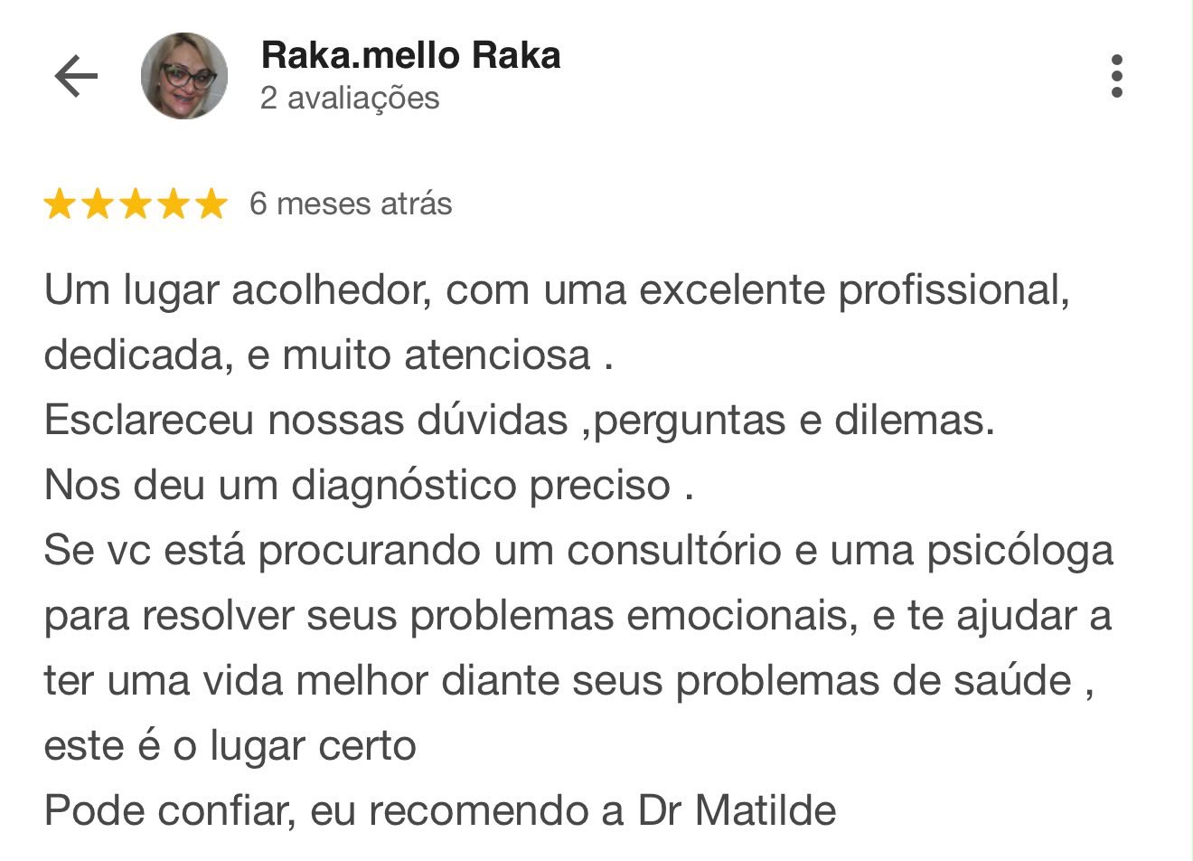 Avaliação real de paciente no Google sobre o atendimento no Espaço Saúde (6)