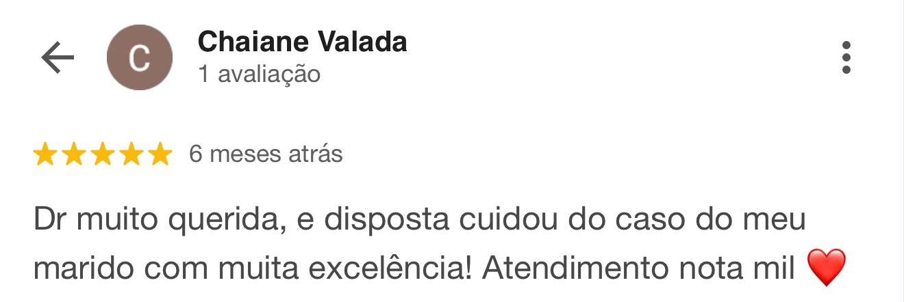 Avaliação real de paciente no Google sobre o atendimento no Espaço Saúde (1)